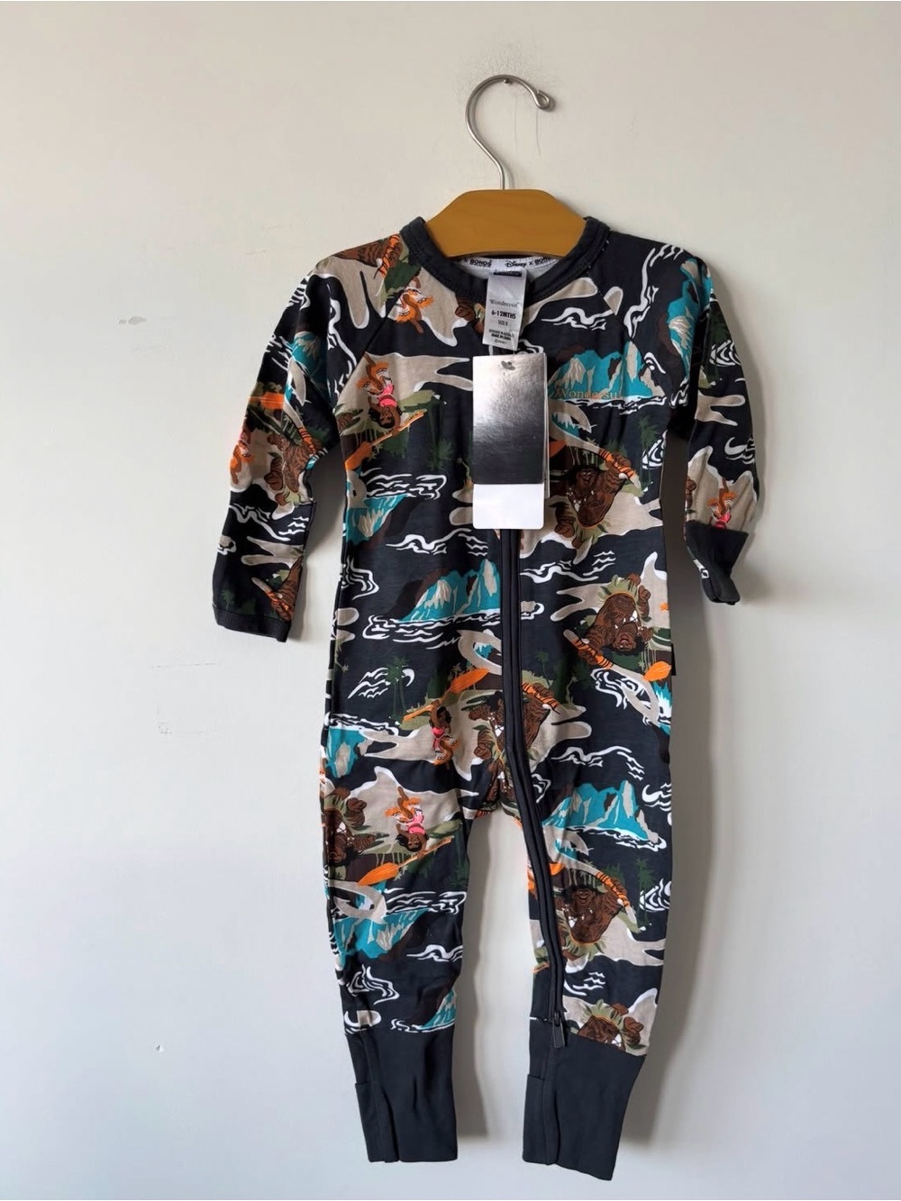 Bonds Black Printed Moana wondersuit size 0 (6-12m)